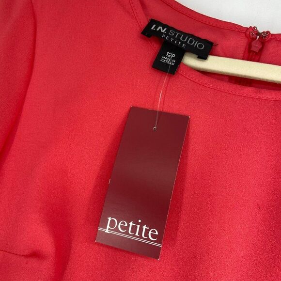 IN Studio Petite Layered Fringe Dress NWT Coral Size 12P - Picture 11 of 11